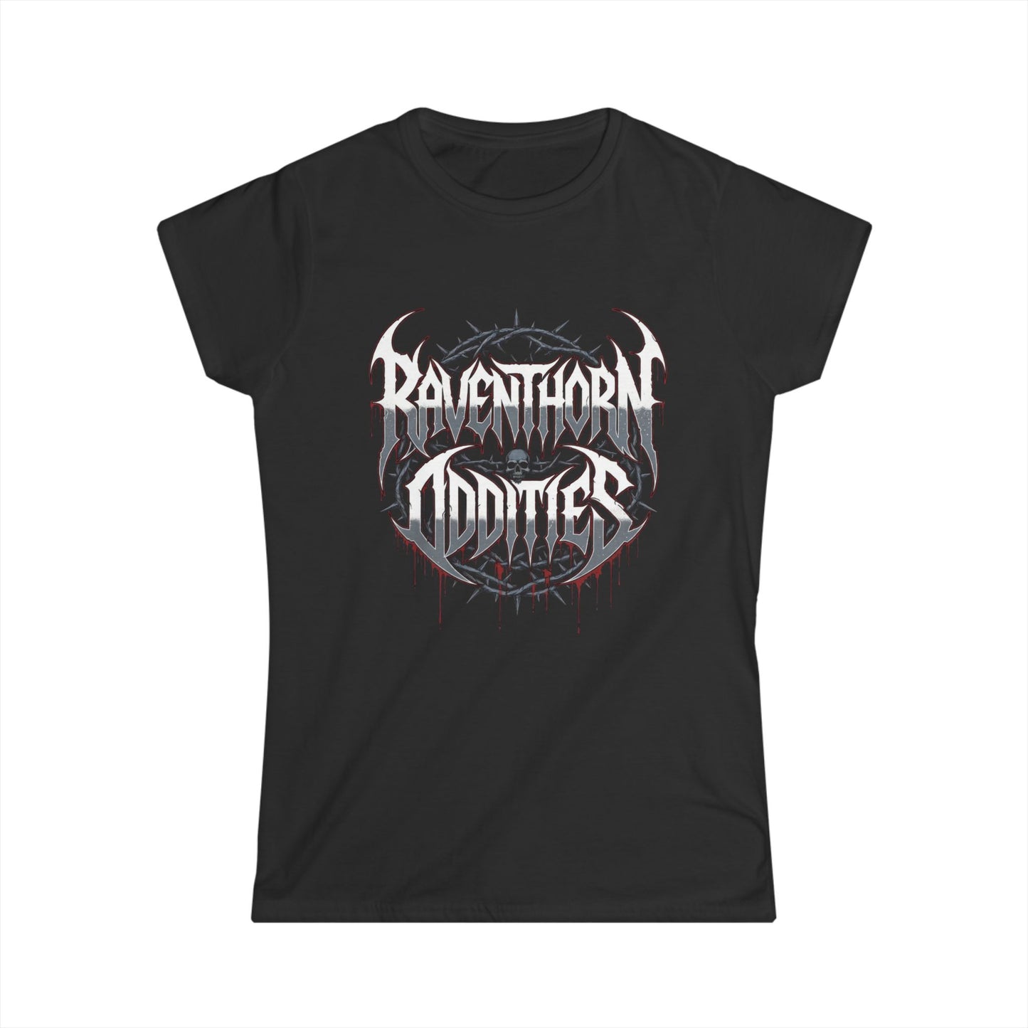 Women's Softstyle Tee- Raventhorn Metal Style Font